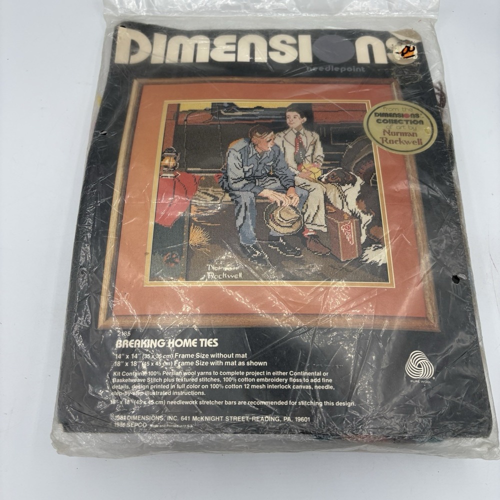 Dimensions Needlepoint Crewel Embroidery‎ 2185 Breaking Home Ties Rockwell 1981